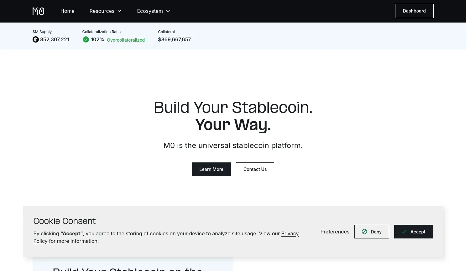 Website der Firma M0 Foundation