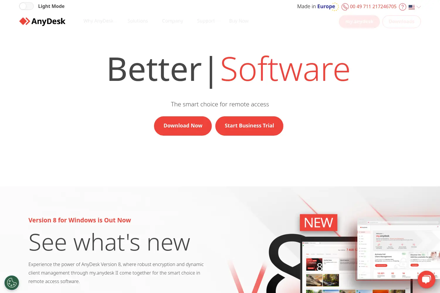 Website der Firma AnyDesk Software GmbH