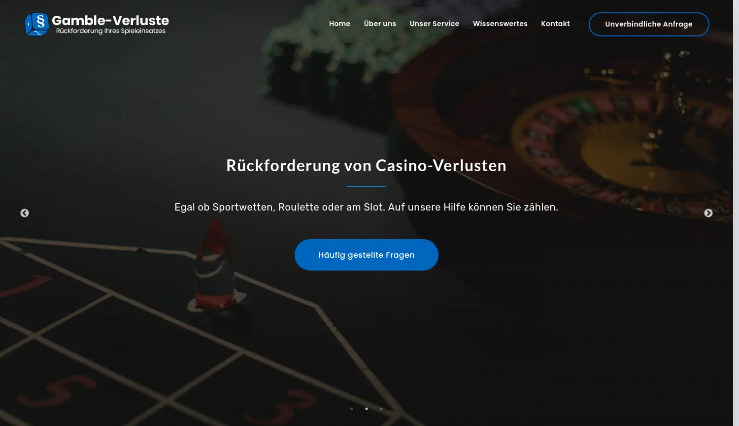 Website der Firma Gamble-Verluste