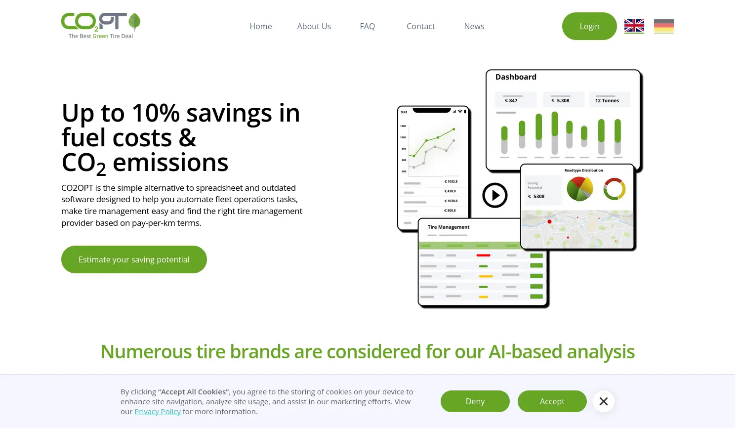 Website der Firma CO2OPT GmbH