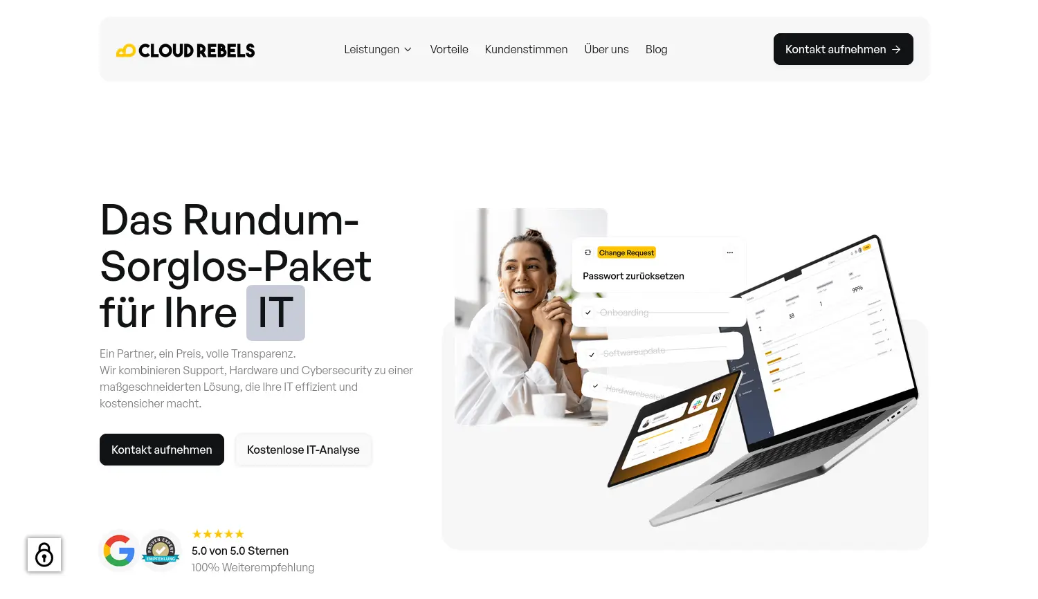 Website der Firma CloudRebels GmbH
