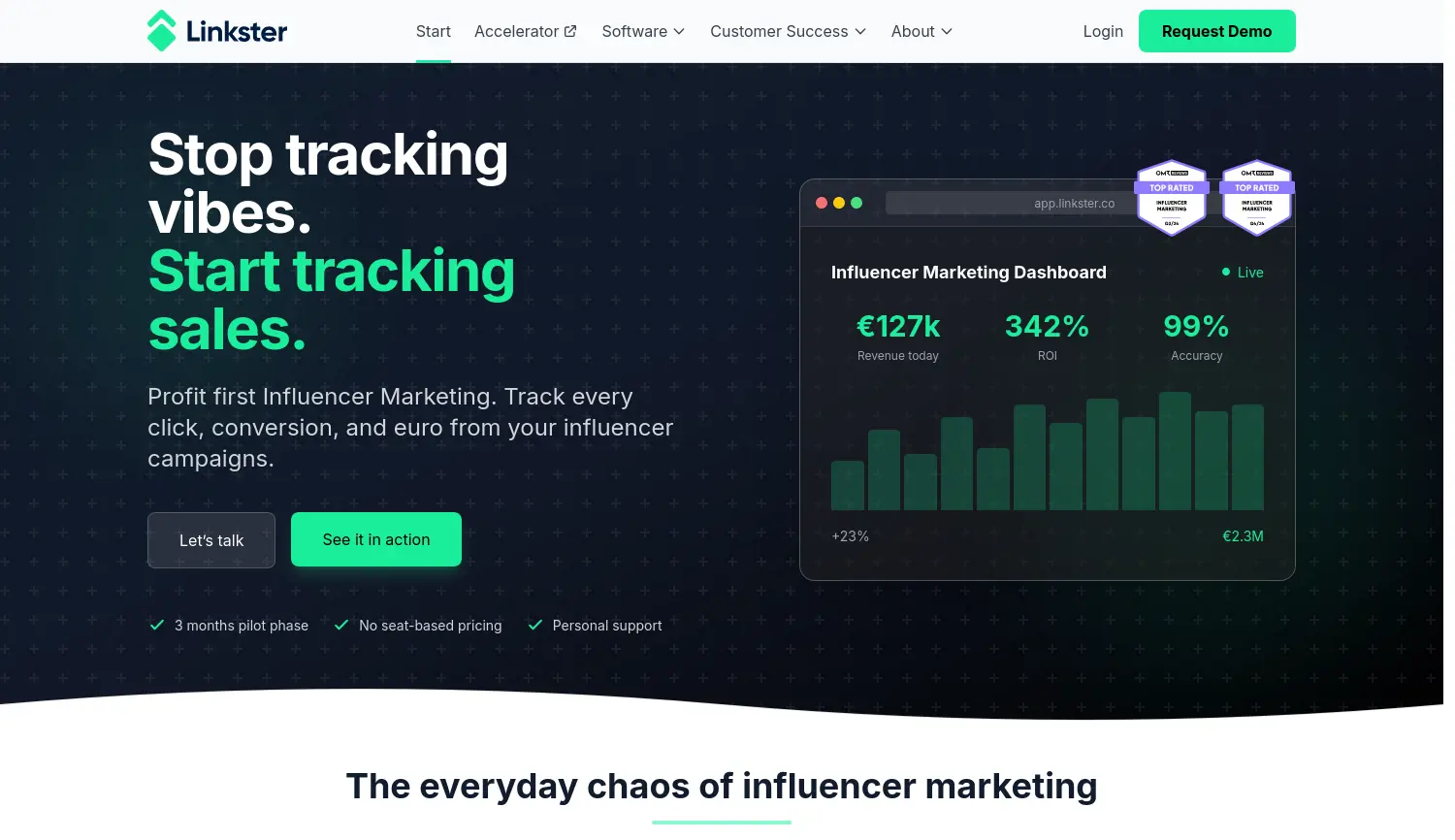 Website der Firma Linkster