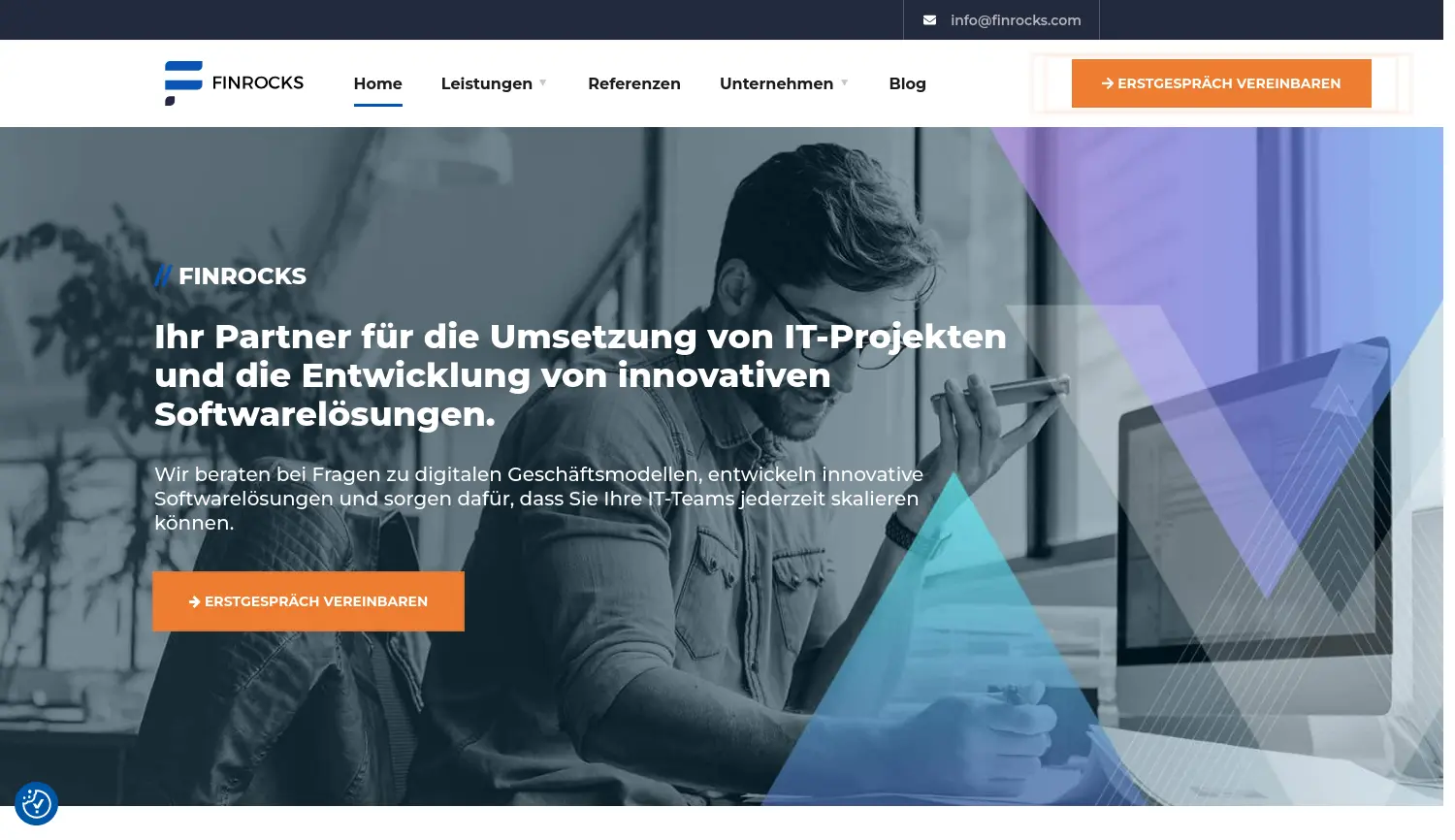 Website der Firma Finrocks GmbH