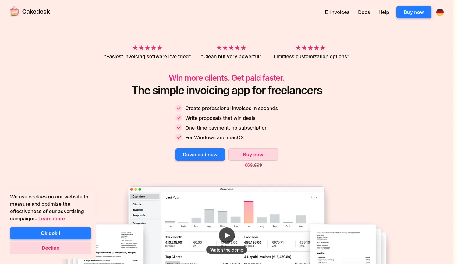 Website der Firma Cakedesk