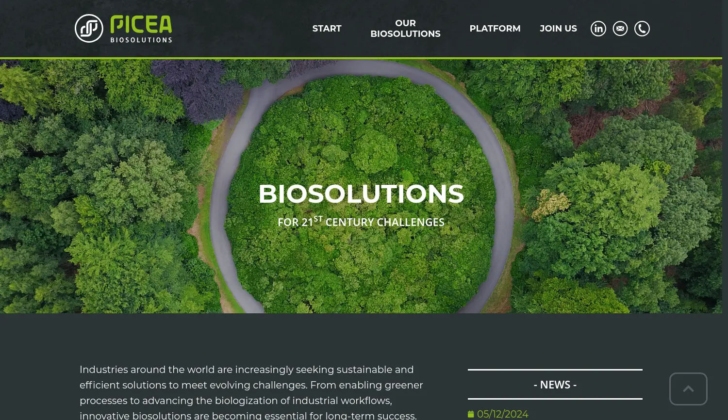 Website der Firma Picea Biosolutions GmbH