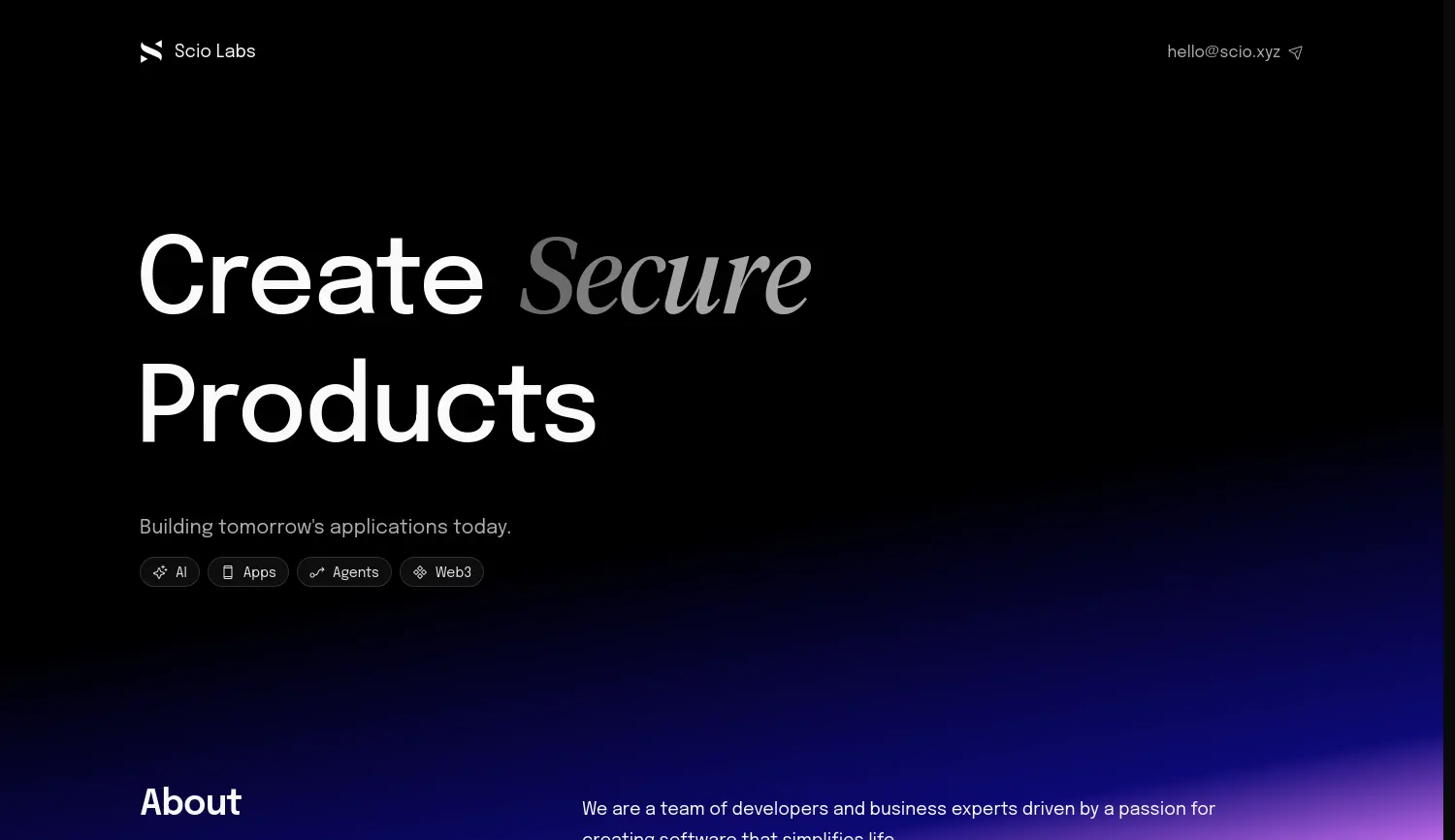 Website der Firma Scio Labs