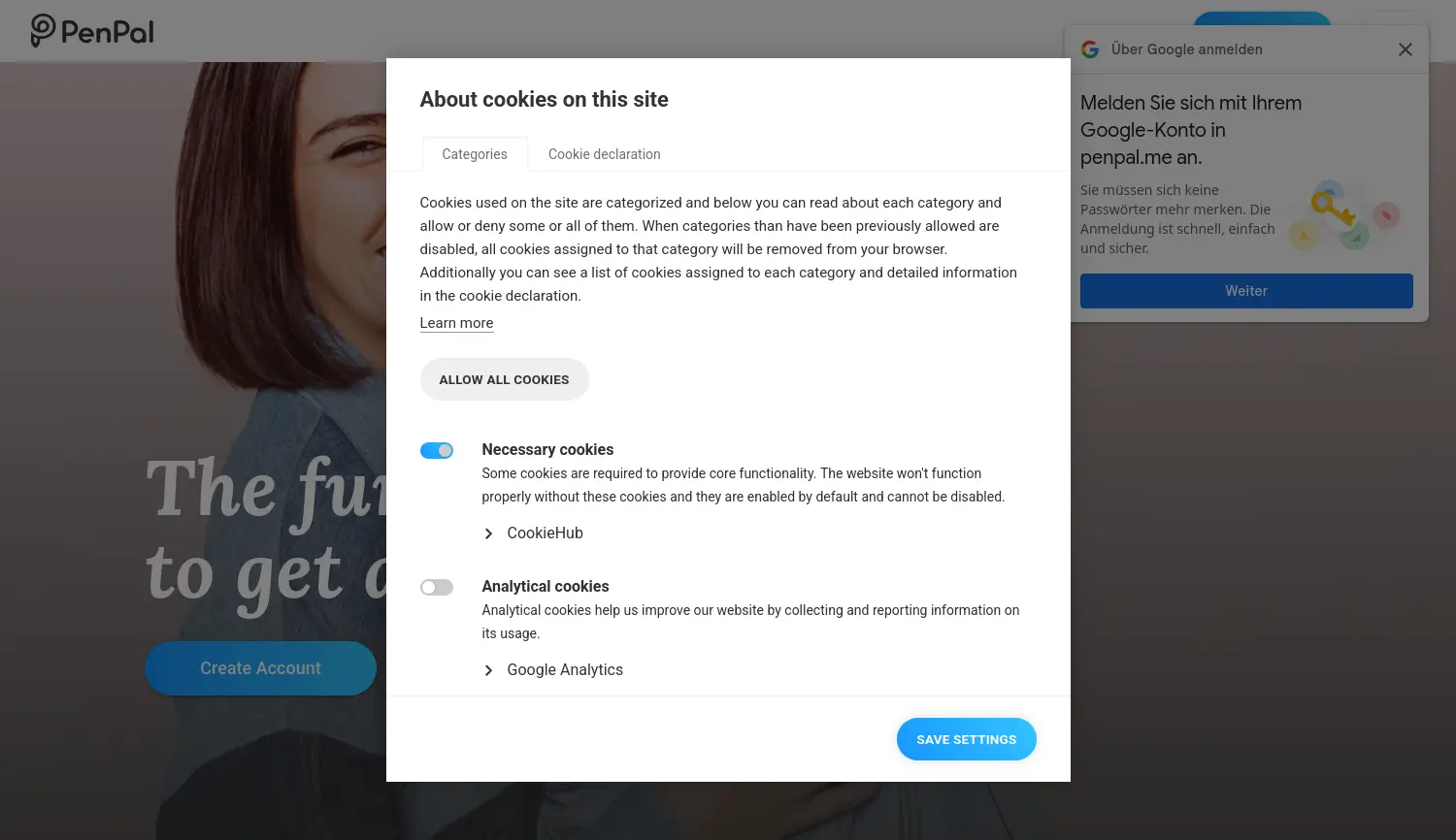 Website der Firma PenPal GmbH