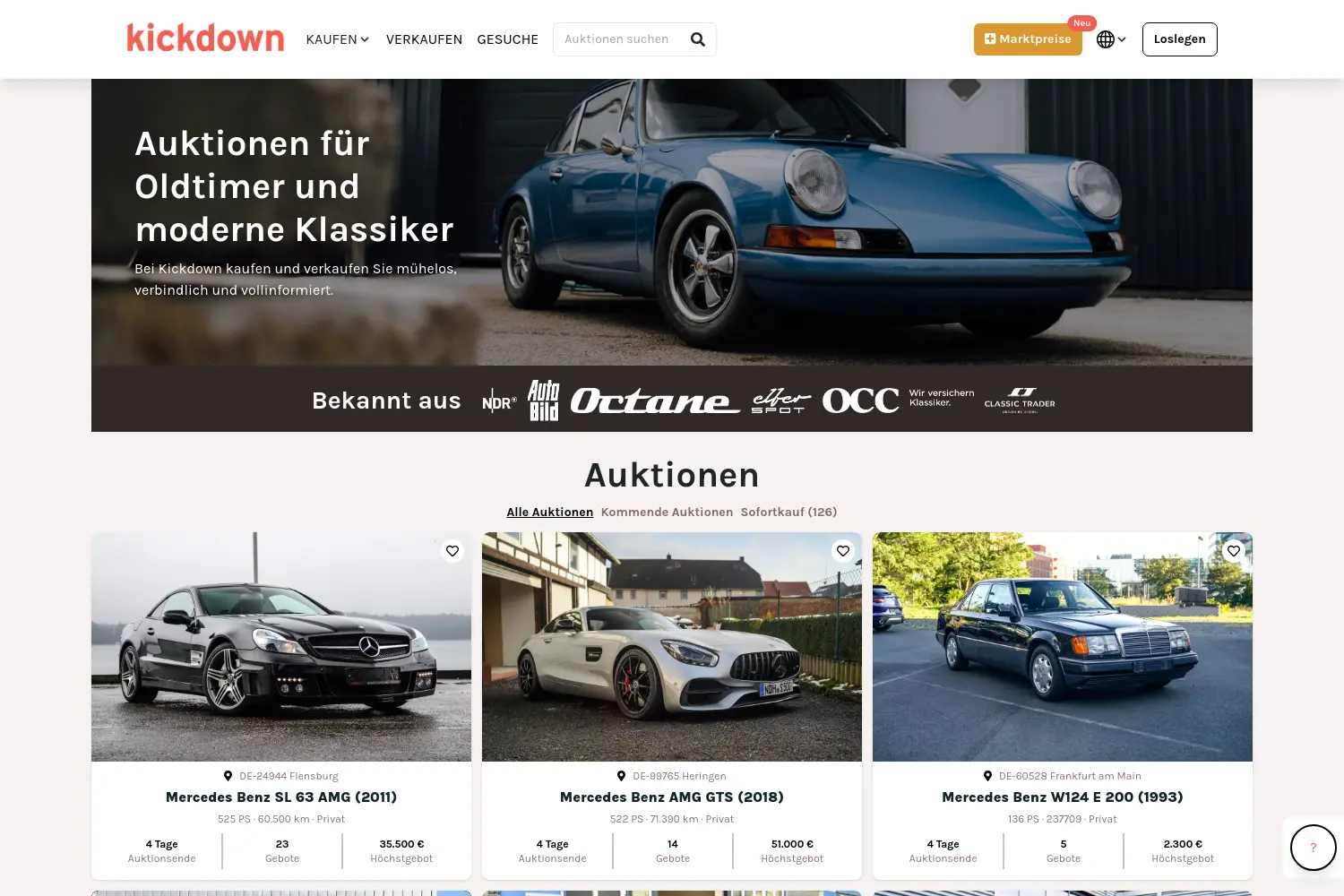 Website der Firma Kickdown GmbH