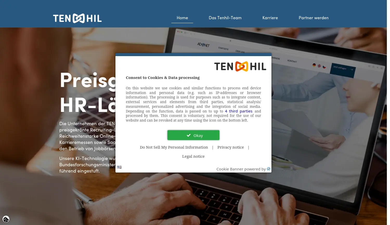 Website der Firma Tenhil GmbH & Co. KG