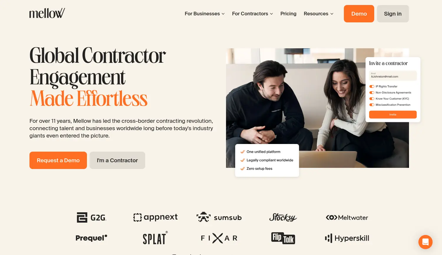 Website der Firma Mellow