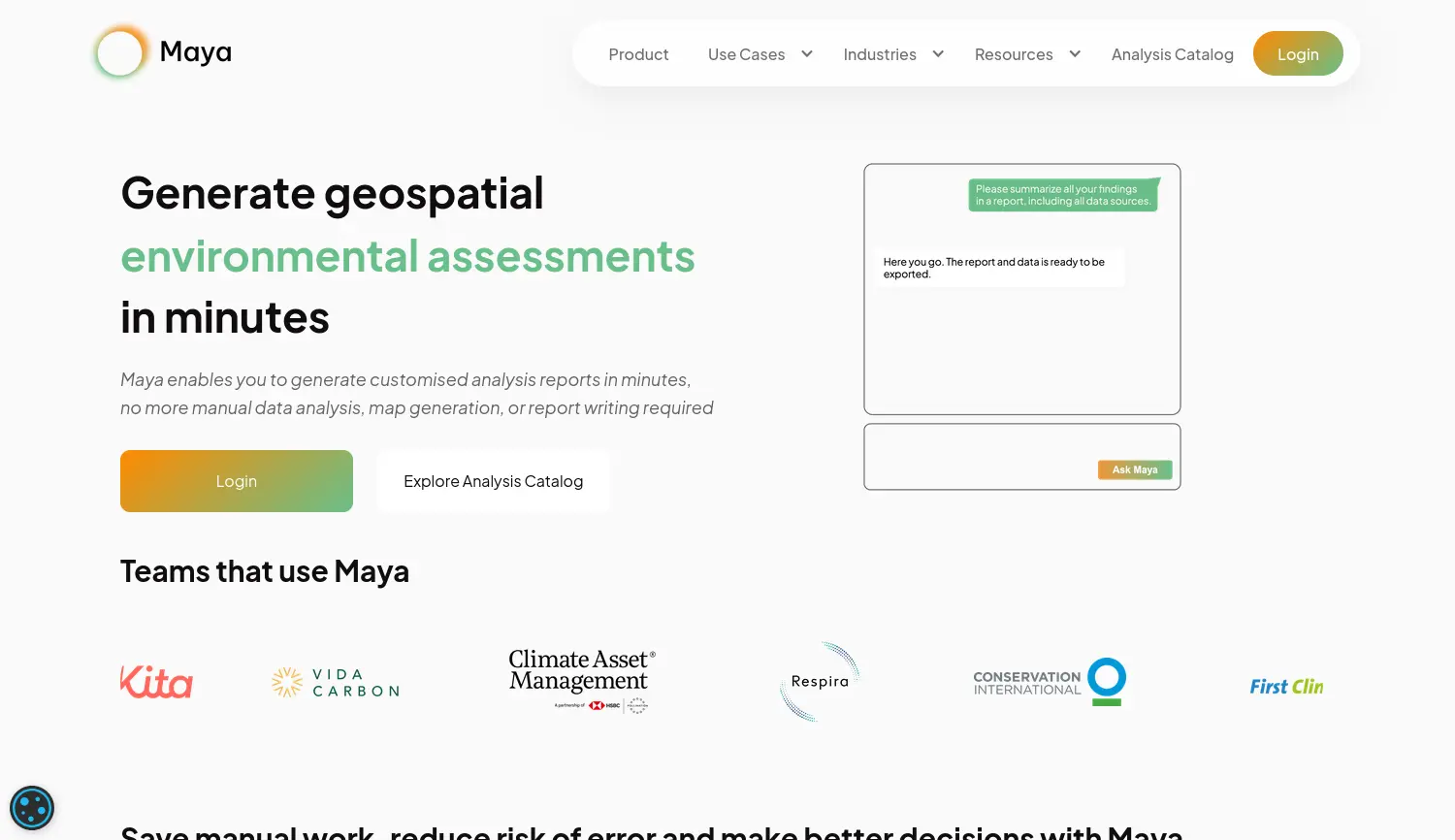 Website der Firma Maya Climate GmbH