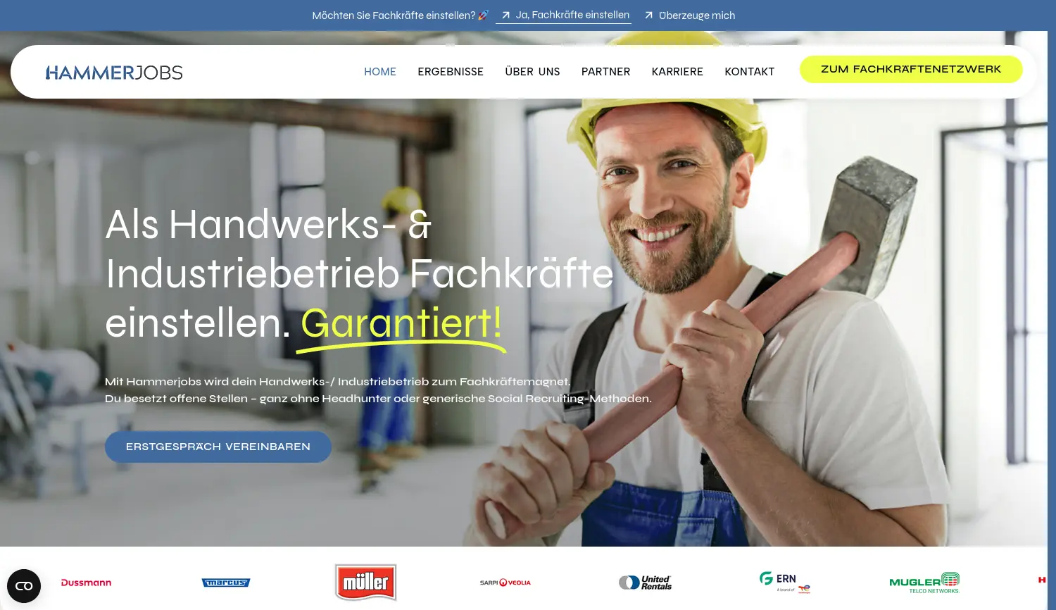 Website der Firma Hammerjobs