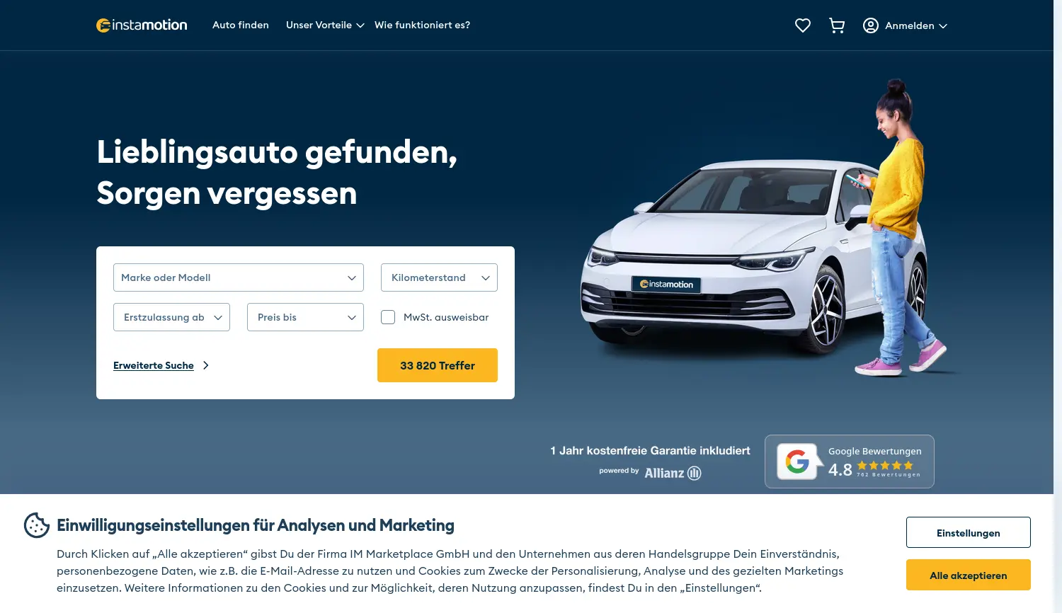 Website der Firma IM Marketplace GmbH