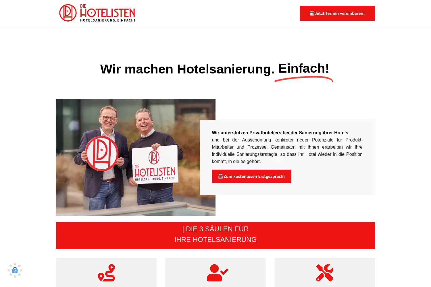 Website der Firma Die Hotelisten GmbH