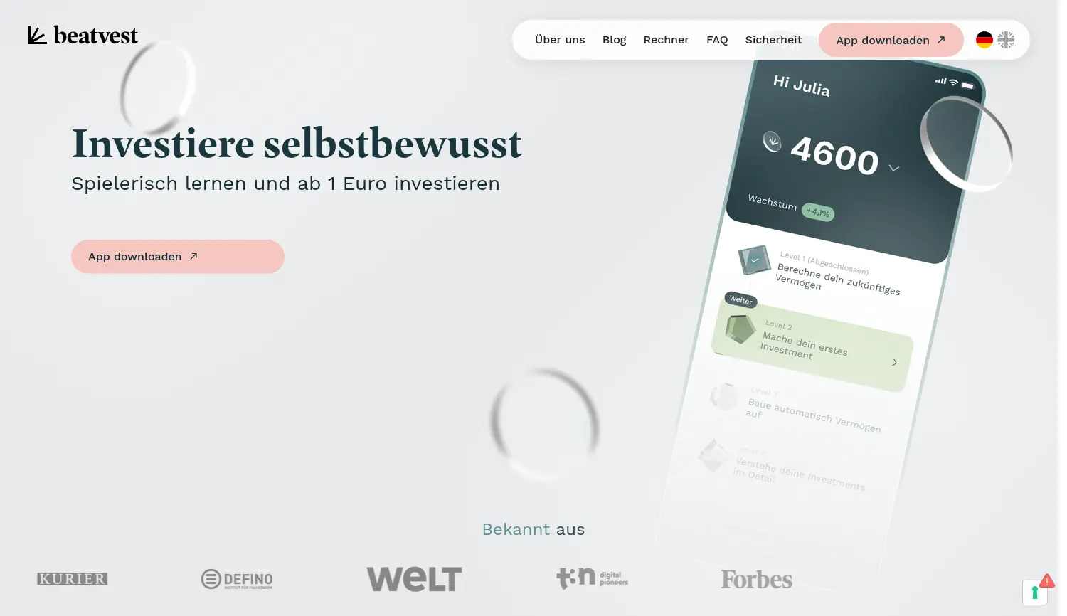 Website der Firma Wisefolio GmbH
