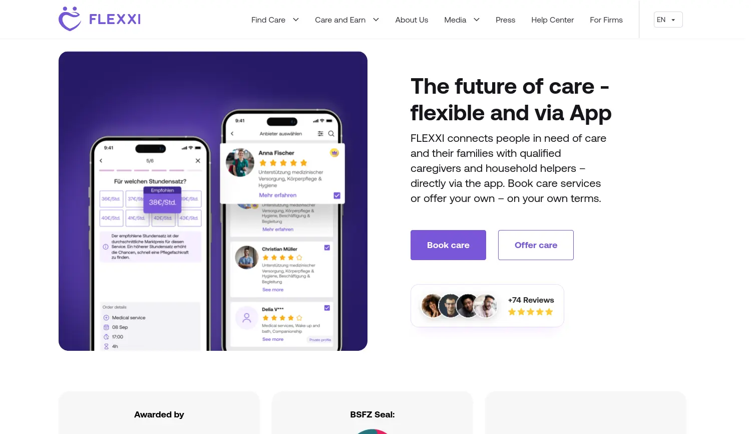 Website der Firma FLEXXI