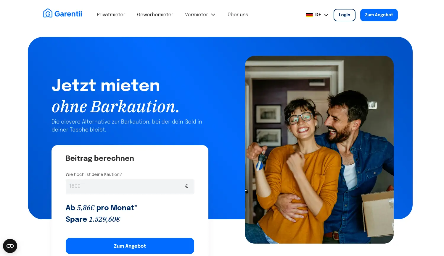 Website der Firma Garentii GmbH