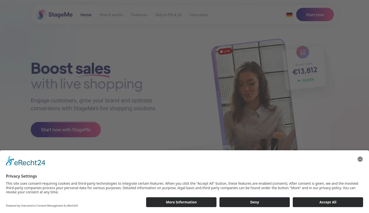 Website der Firma StageMe GmbH