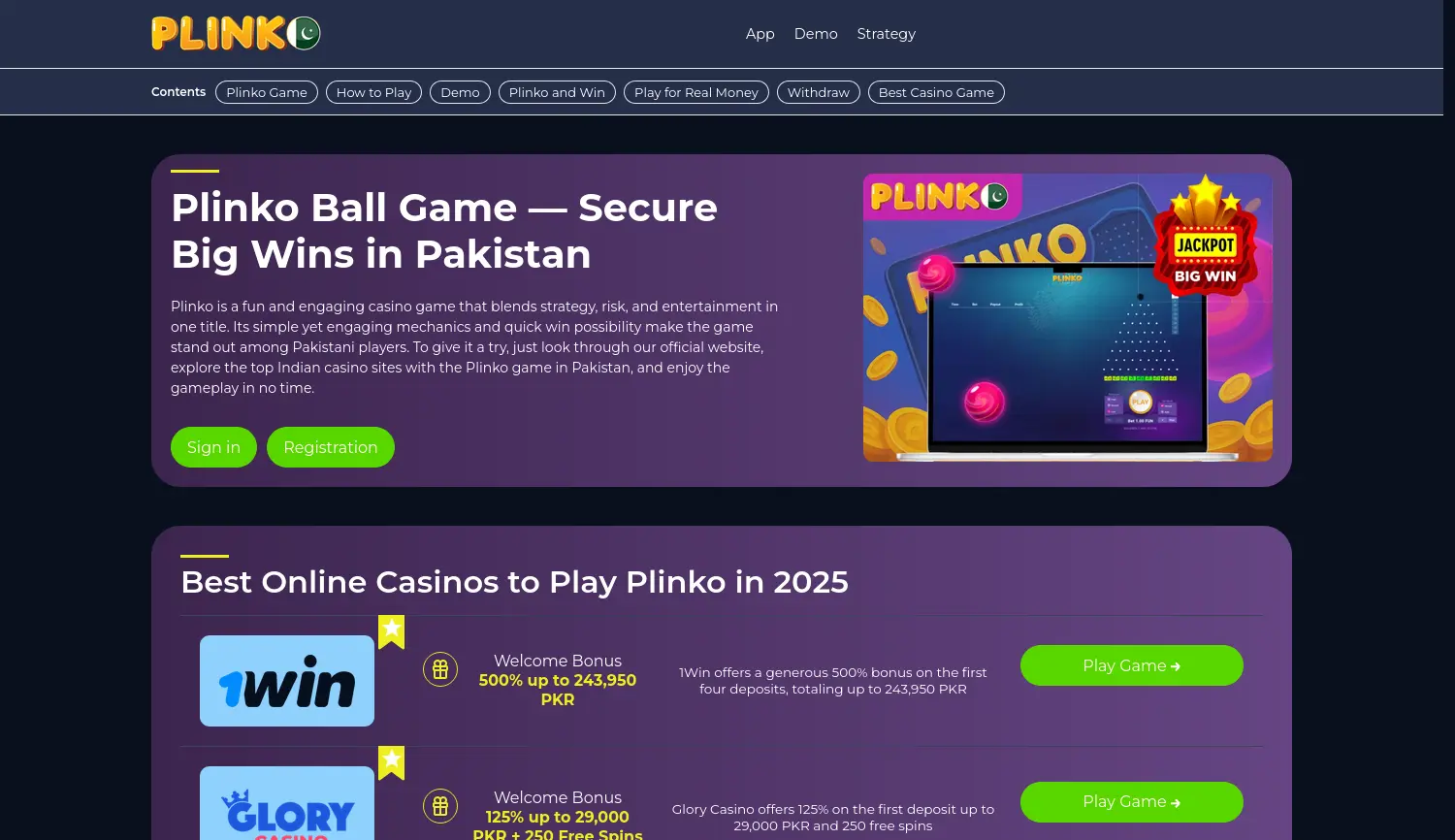 Website der Firma Plinko Game Guide