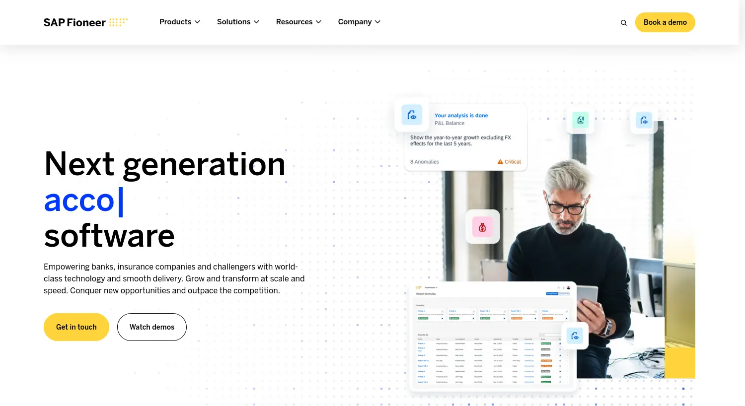 Website der Firma SAP Fioneer