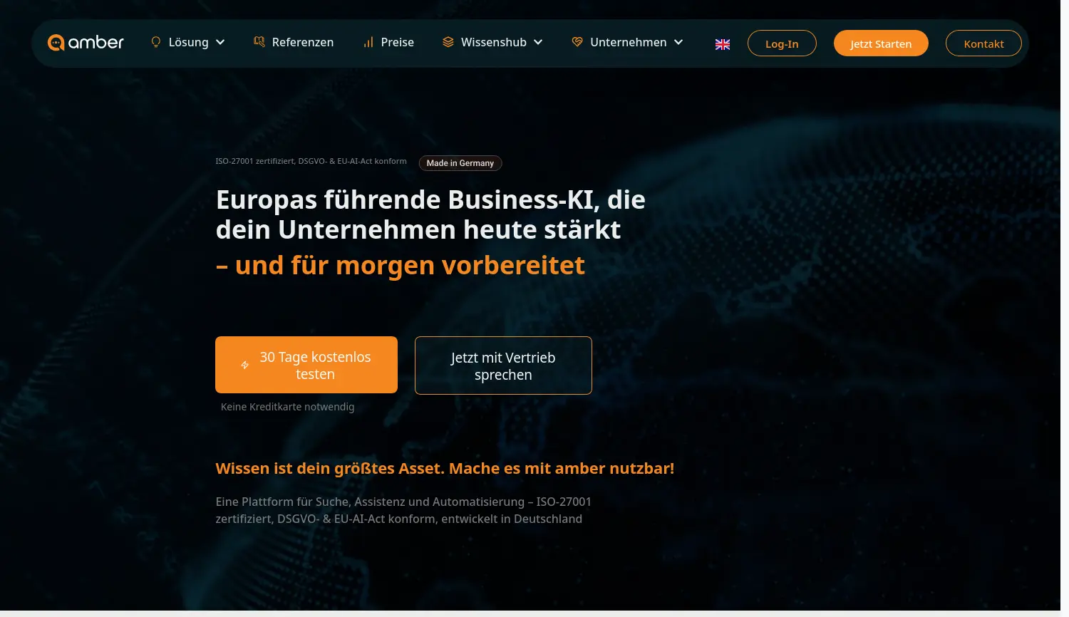 Website der Firma amber Tech GmbH