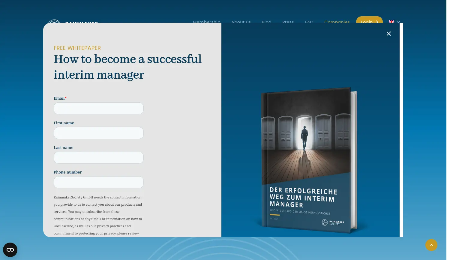 Website der Firma Rainmaker Society