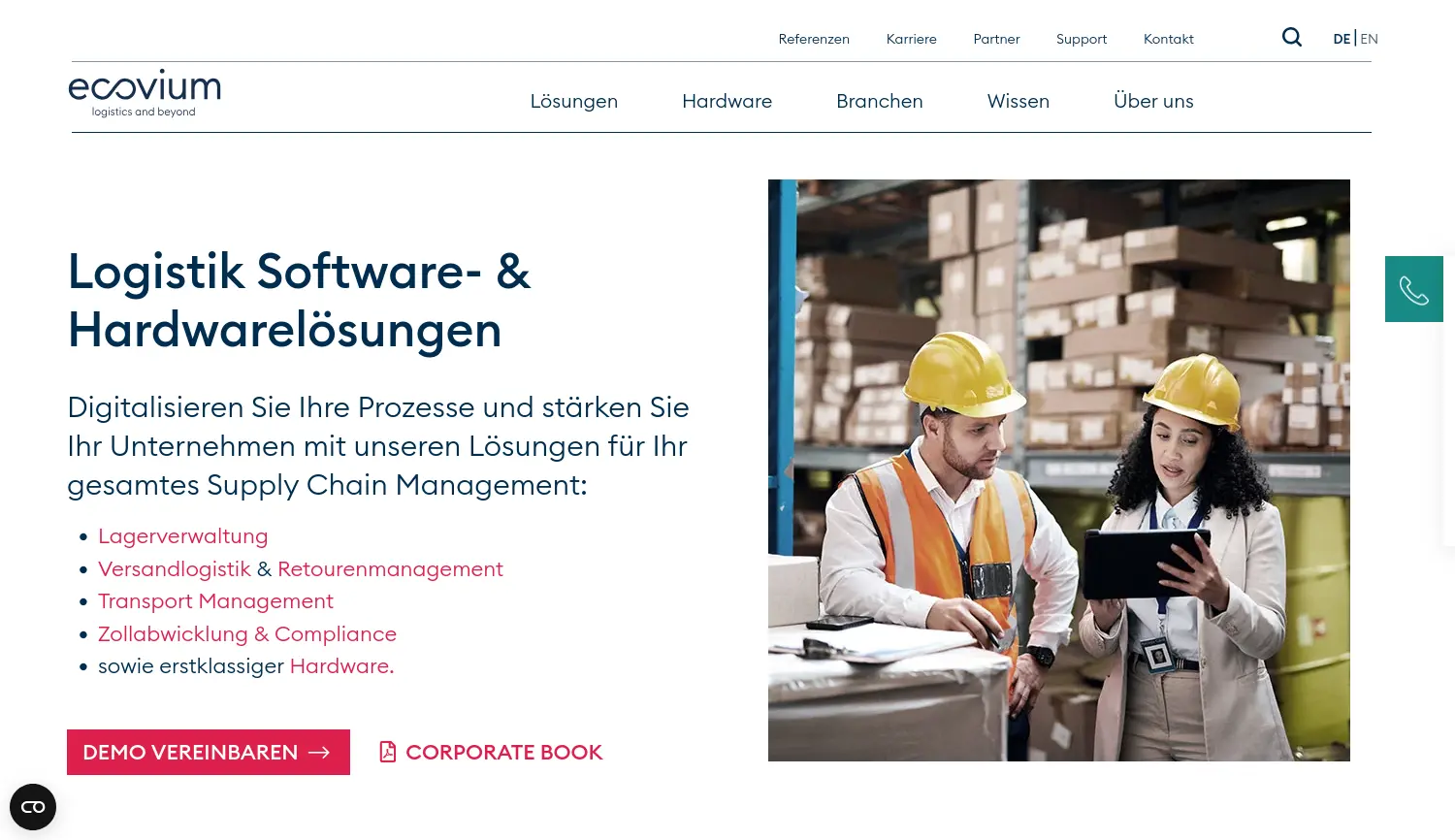 Website der Firma ecovium GmbH