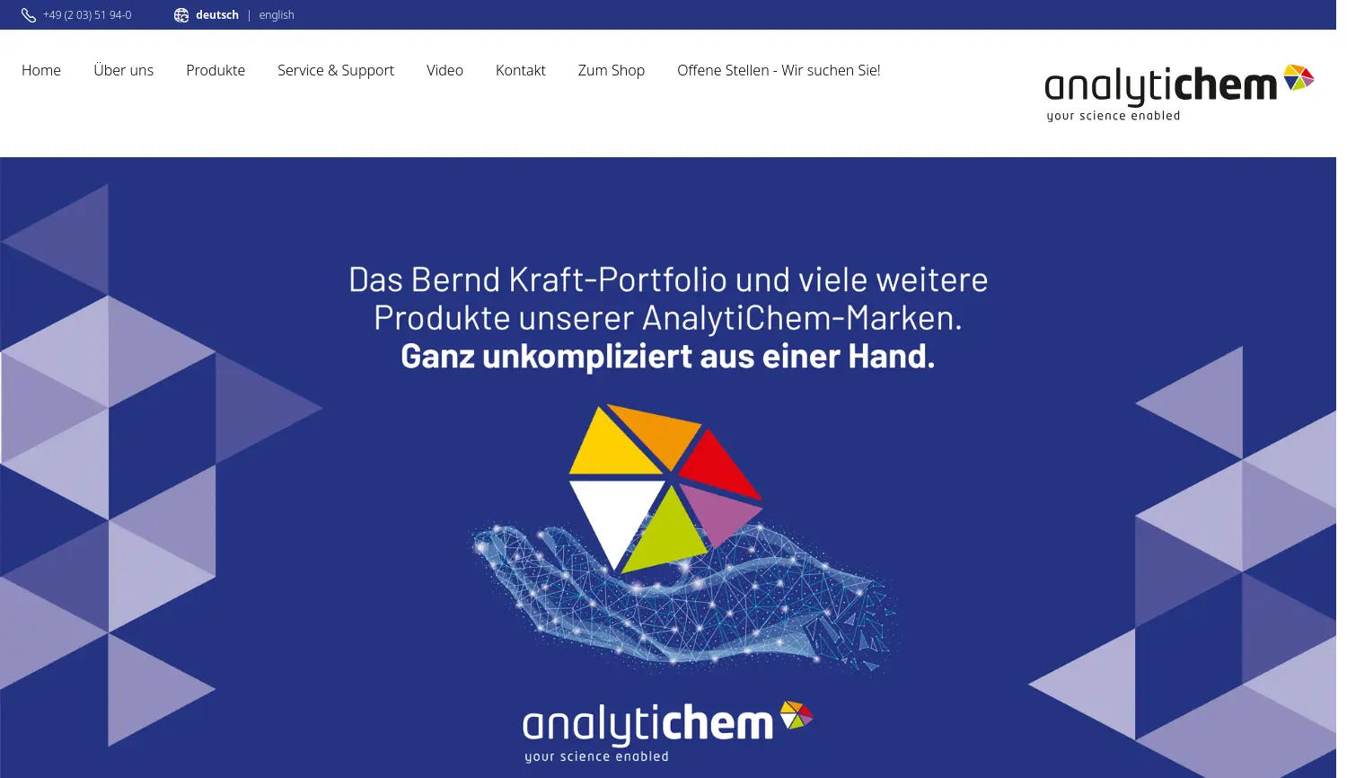 Website der Firma AnalytiChem GmbH