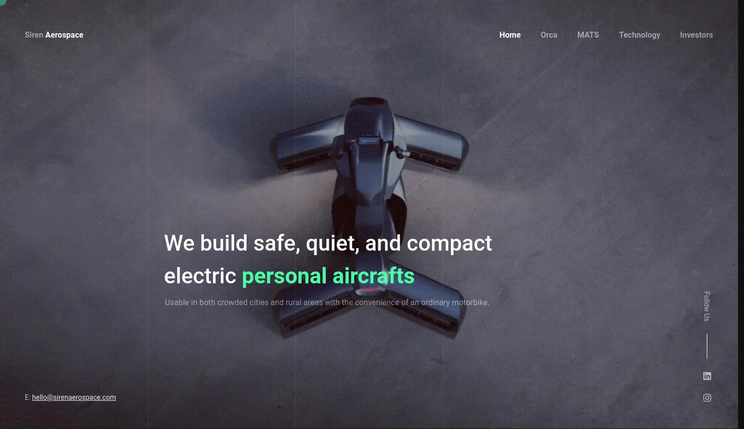 Website der Firma Siren Aerospace