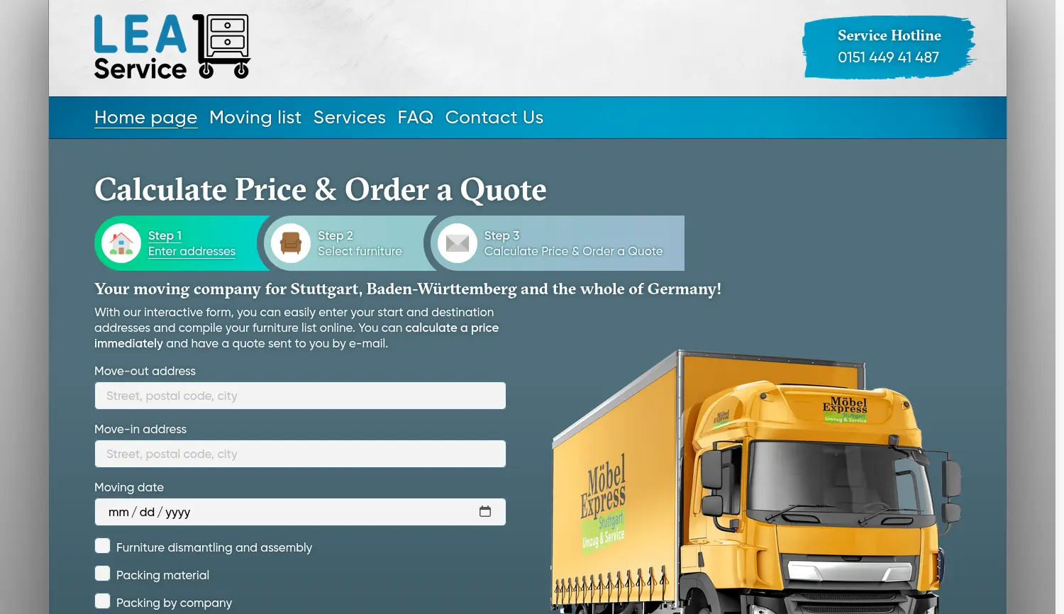 Website der Firma LEA Service