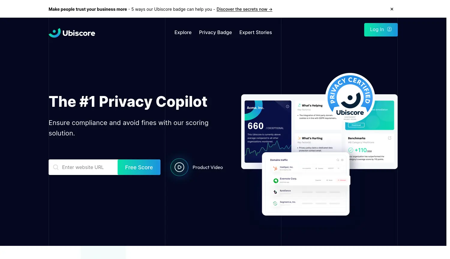 Website der Firma Ubiscore GmbH