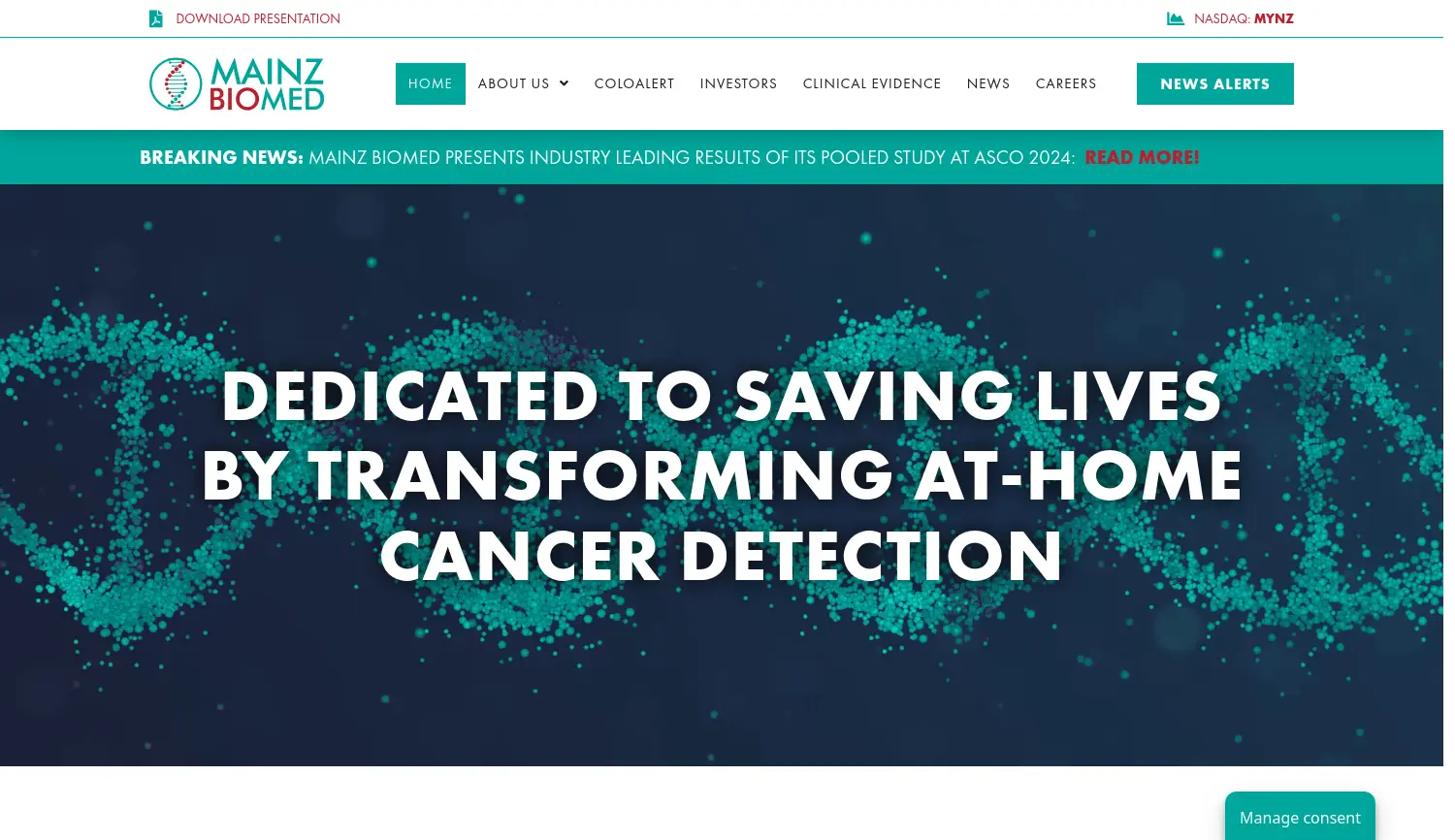 Website der Firma Mainz BioMed N.V.