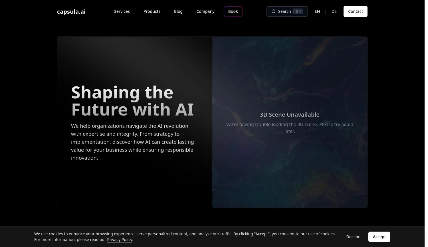 Website der Firma capsula.ai