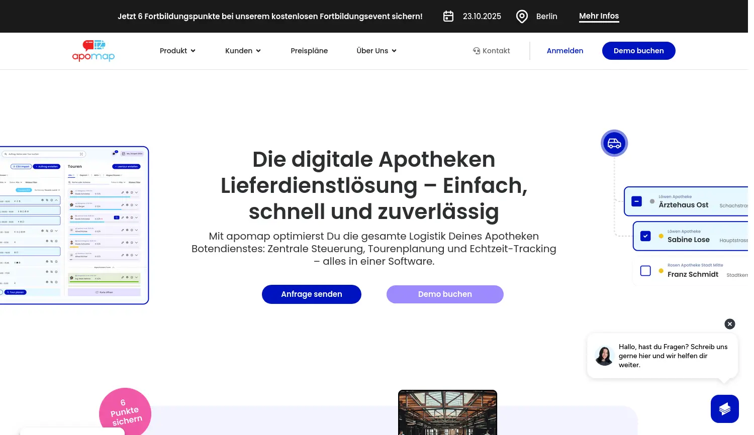 Website der Firma apomap GmbH