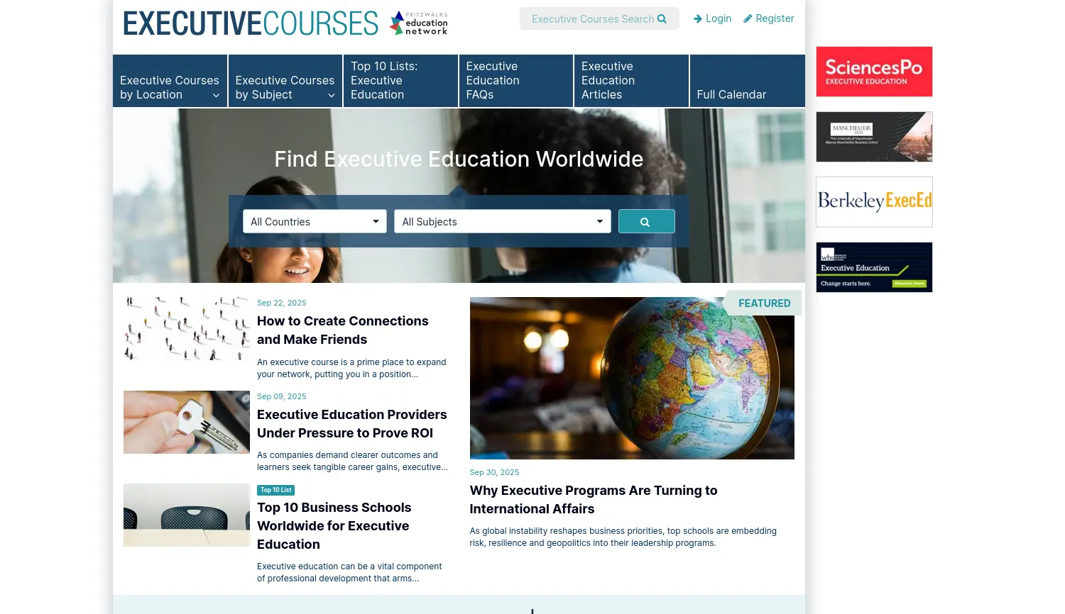 Website der Firma Pritzwalks – Executive Courses