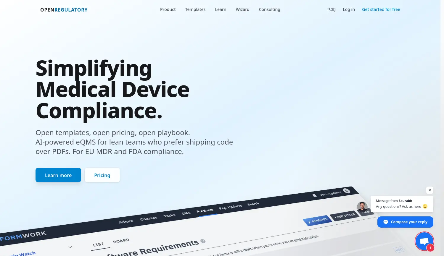 Website der Firma OpenReg GmbH