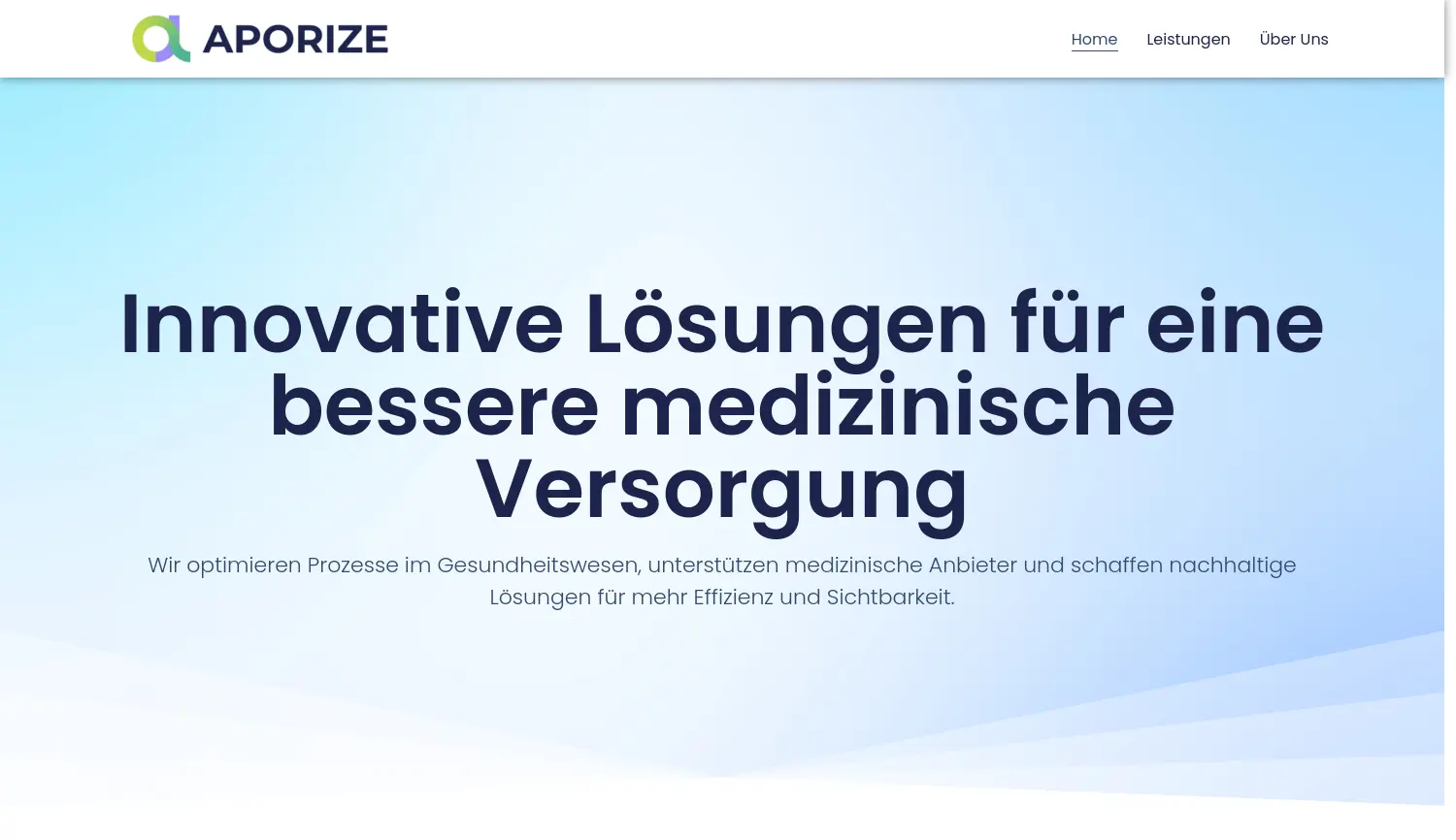 Website der Firma Aporize UG (haftungsbeschränkt)