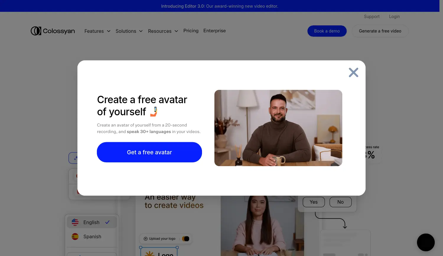 Website der Firma Colossyan Creator