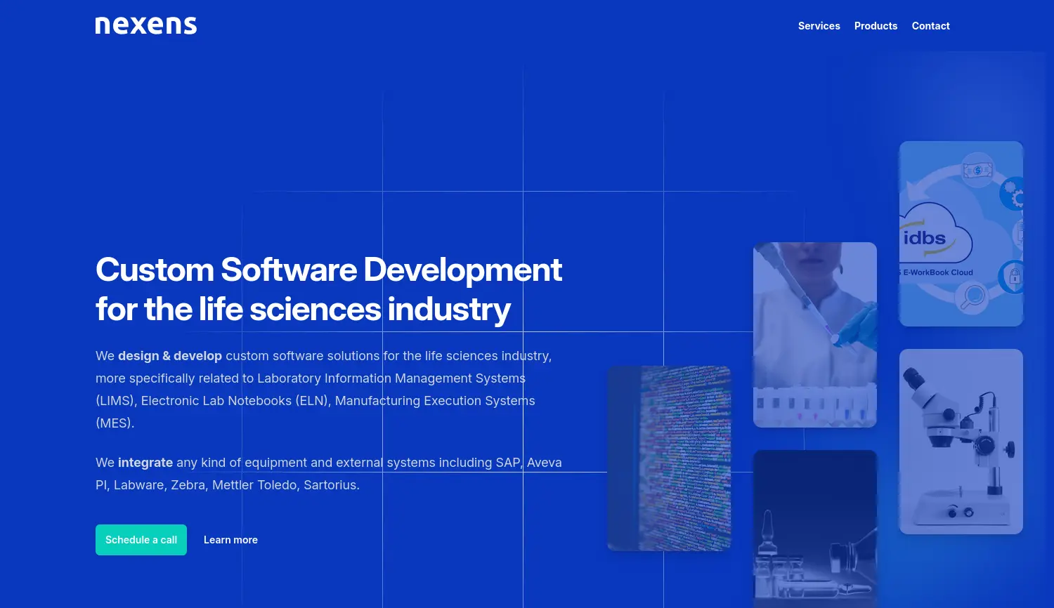 Website der Firma Nexens GmbH