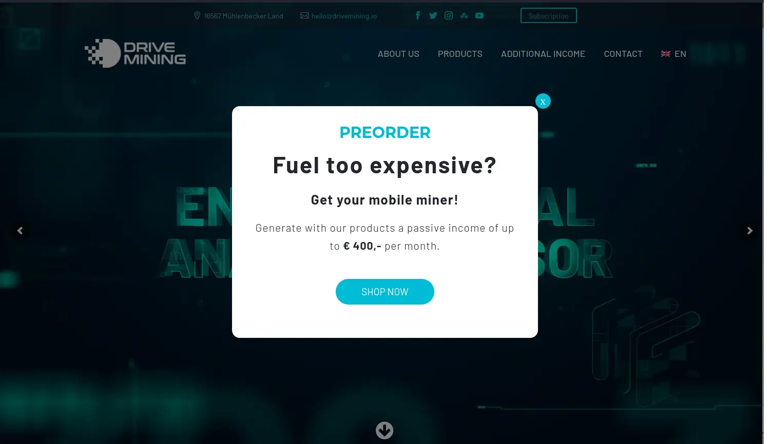 Website der Firma DriveMining GmbH & Co.KG