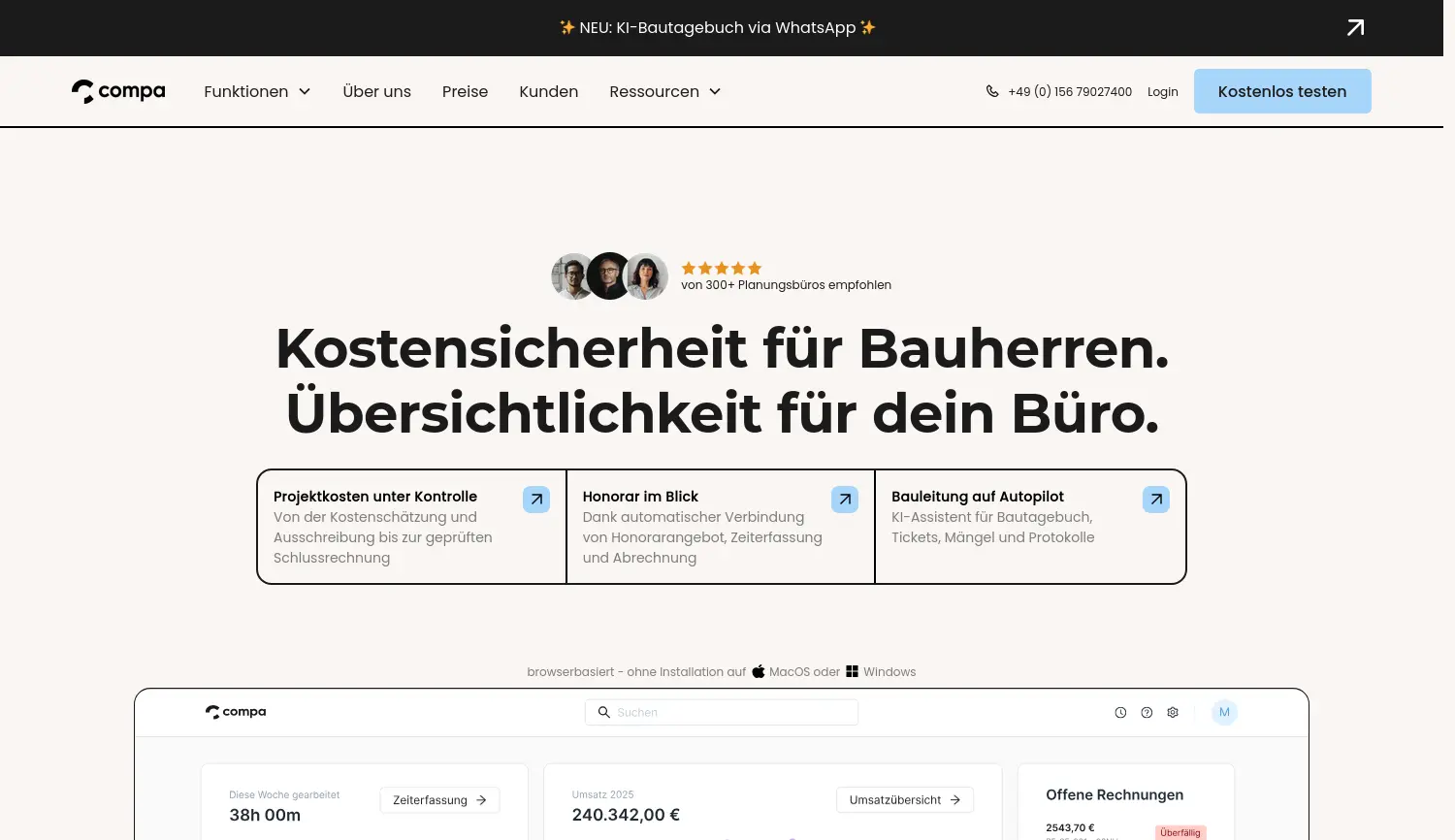 Website der Firma Compa