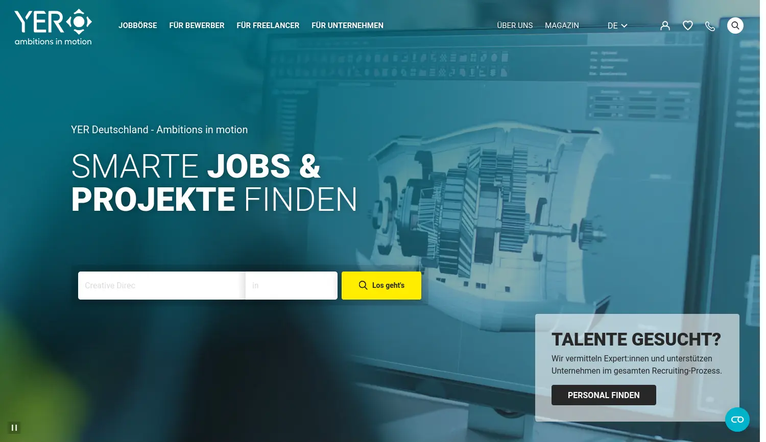 Website der Firma YER Deutschland GmbH