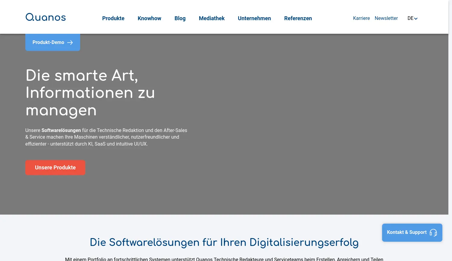 Website der Firma Quanos