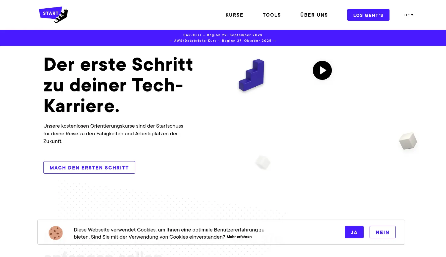 Website der Firma StartSteps Digital Education GmbH