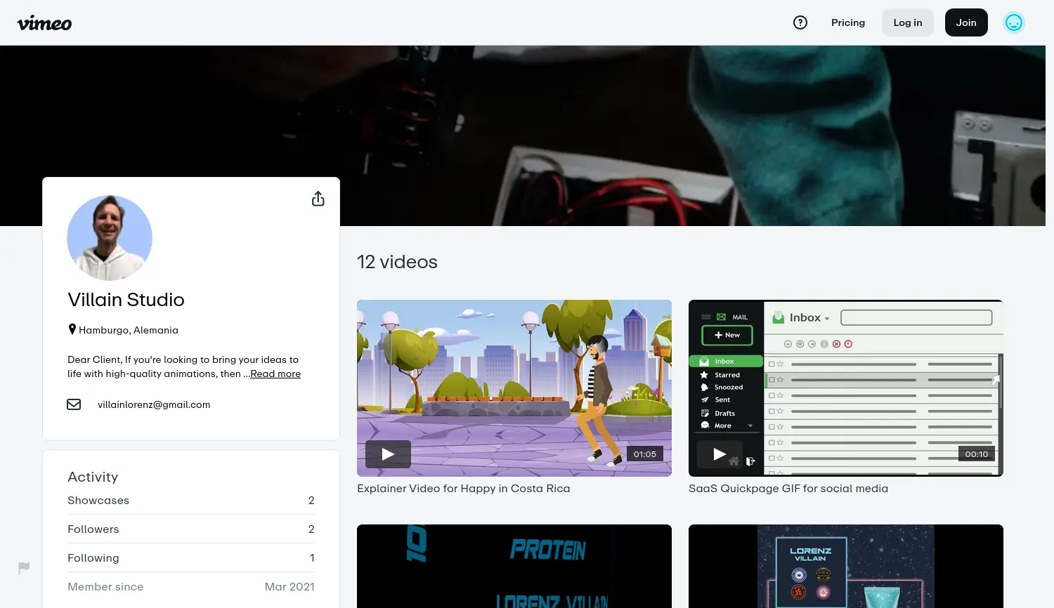 Website der Firma Villain Studio