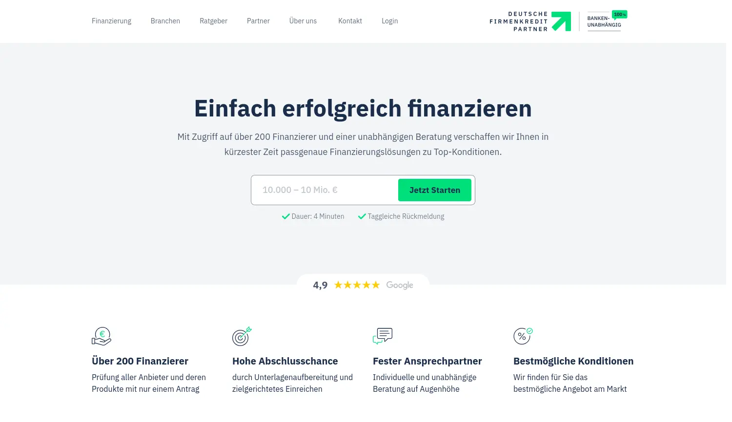 Website der Firma DFKP GmbH