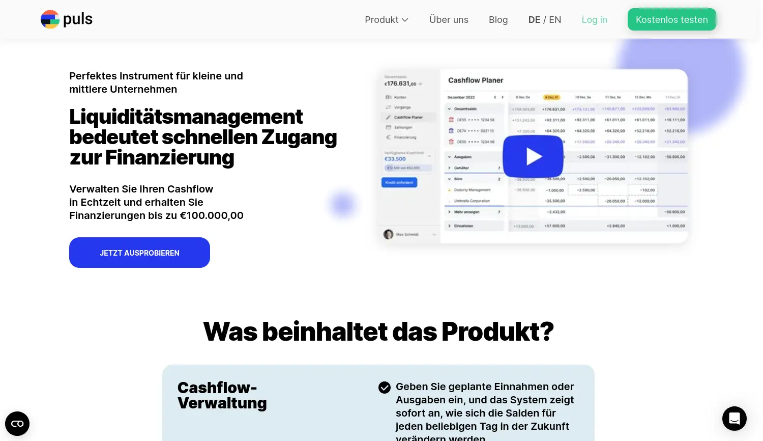 Website der Firma Puls Technologies GmbH