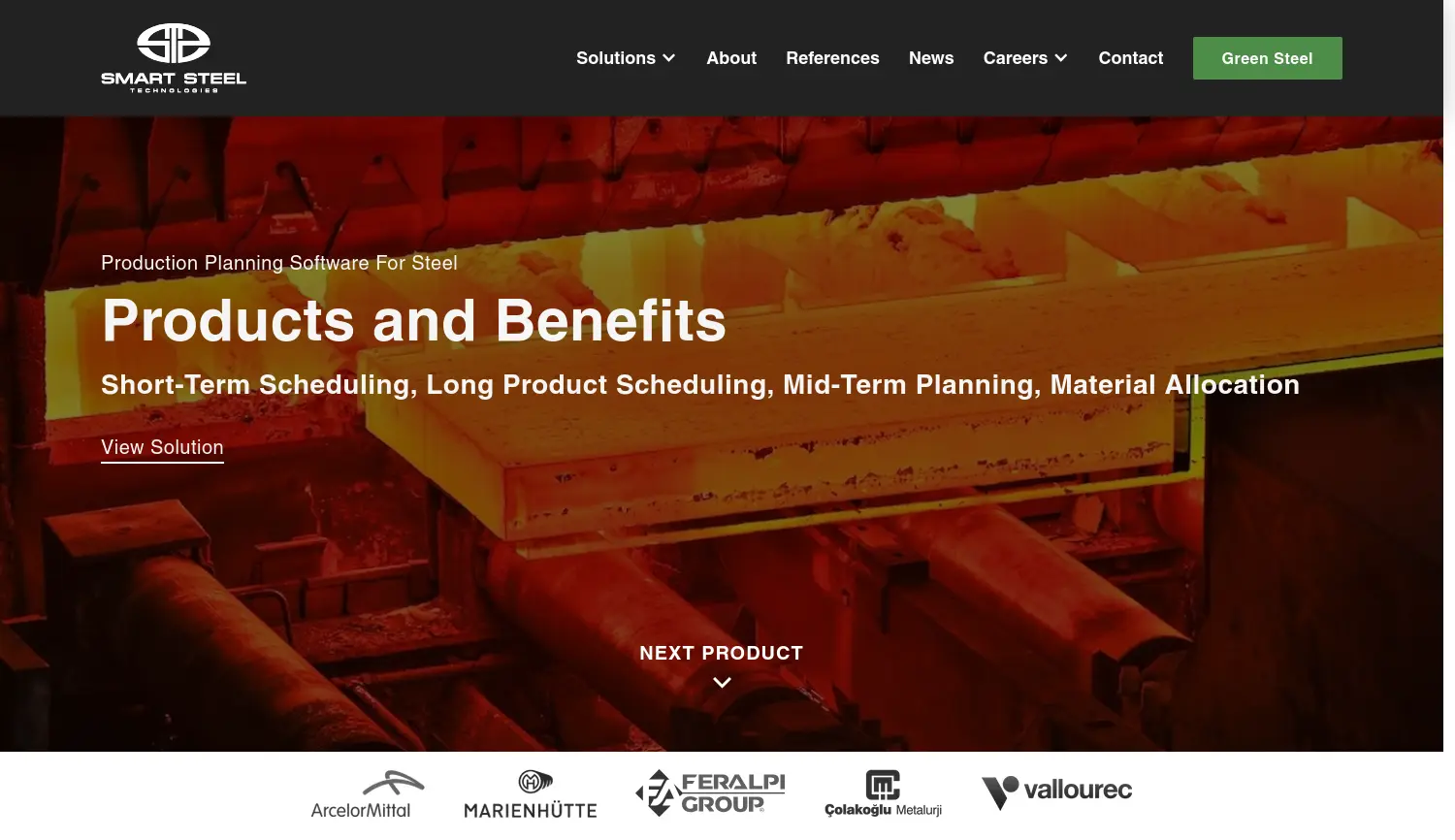 Website der Firma Smart Steel Technologies GmbH