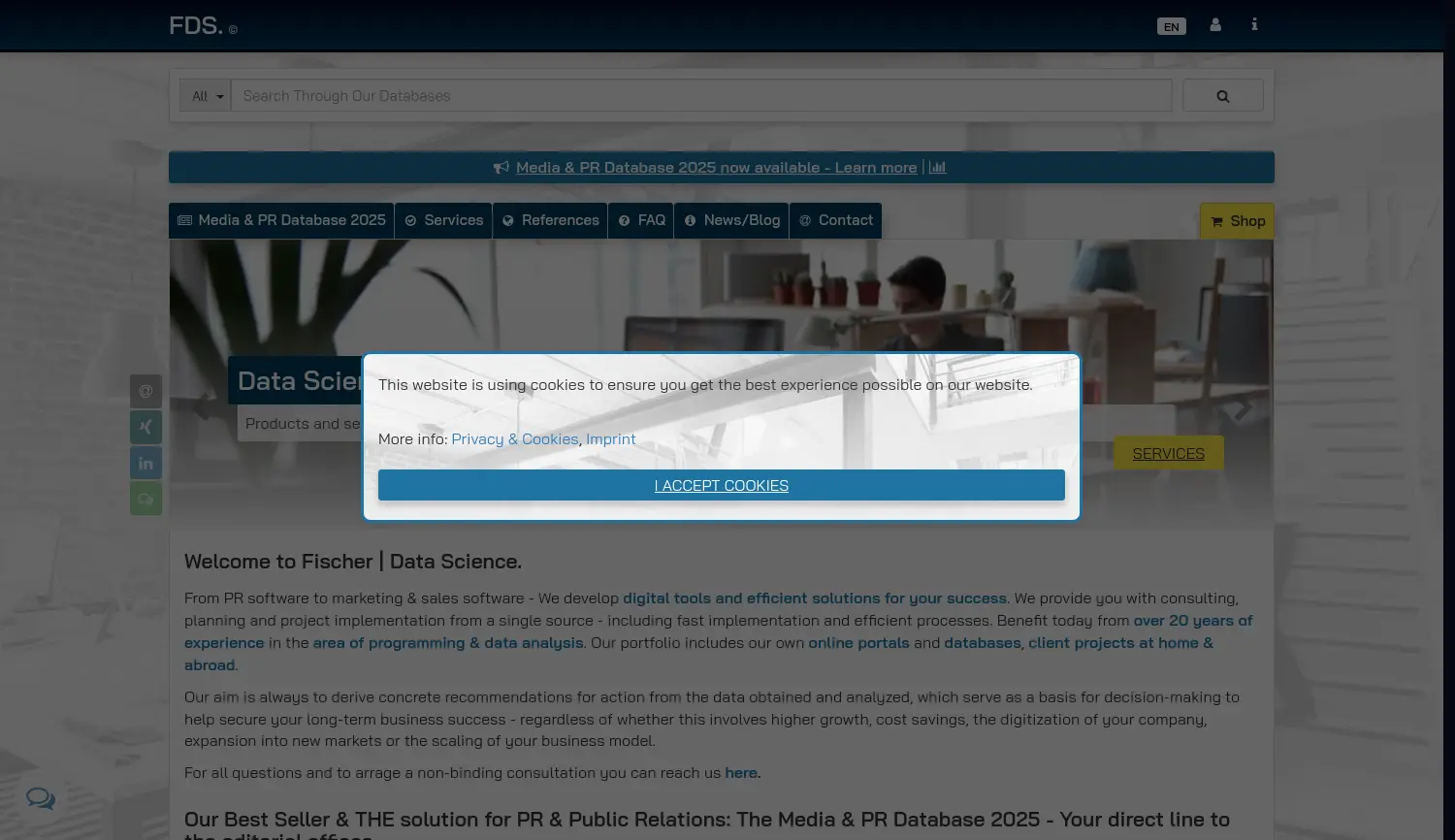 Website der Firma Fischer | Data Science