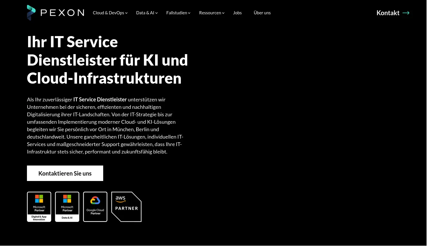 Website der Firma Pexon Consulting GmbH